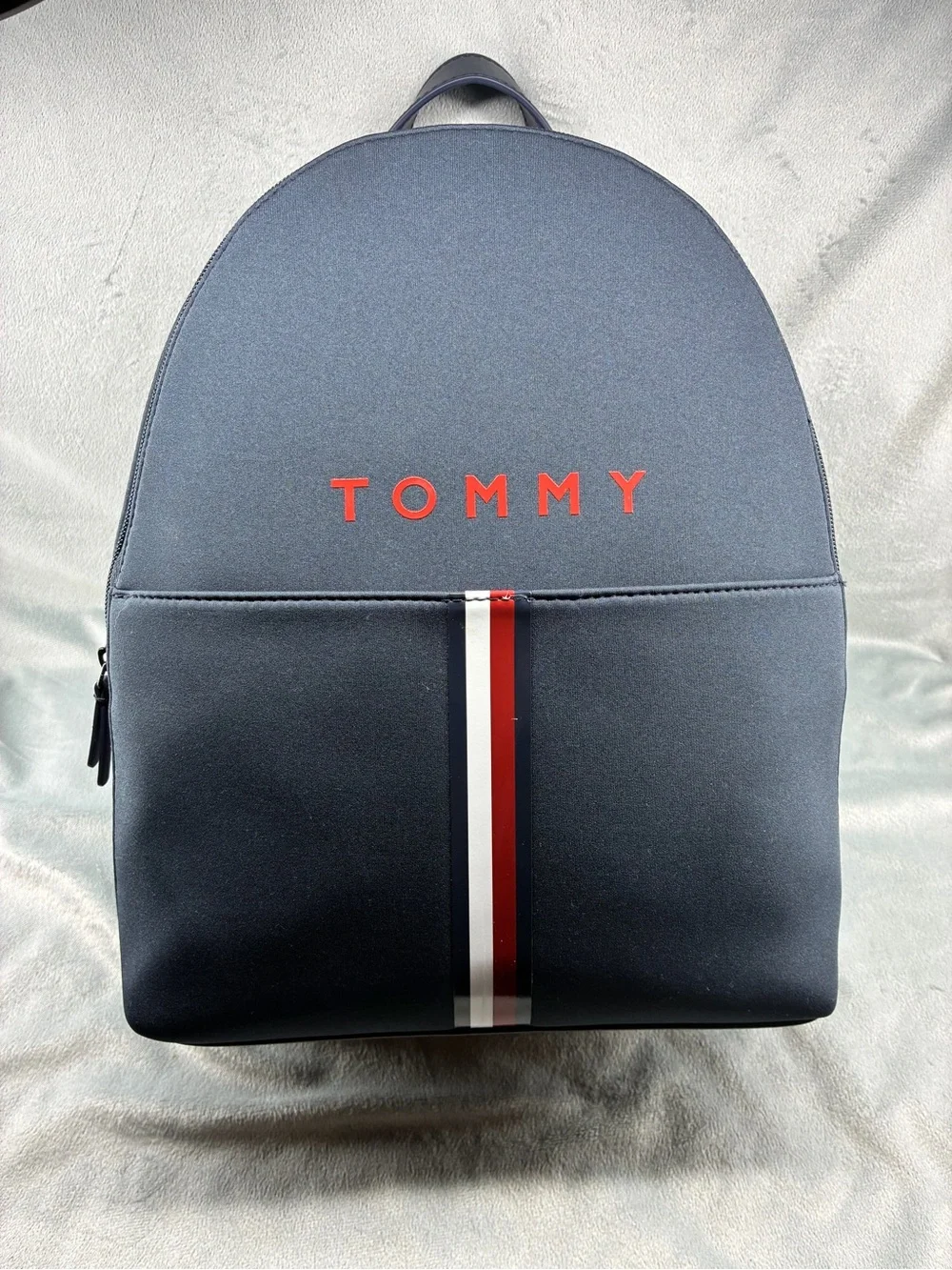 Tommy Hilfiger Navy Backpack with Red Logo and Tricolor Stripe